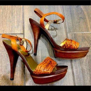 Michael Kors wooden platform heels